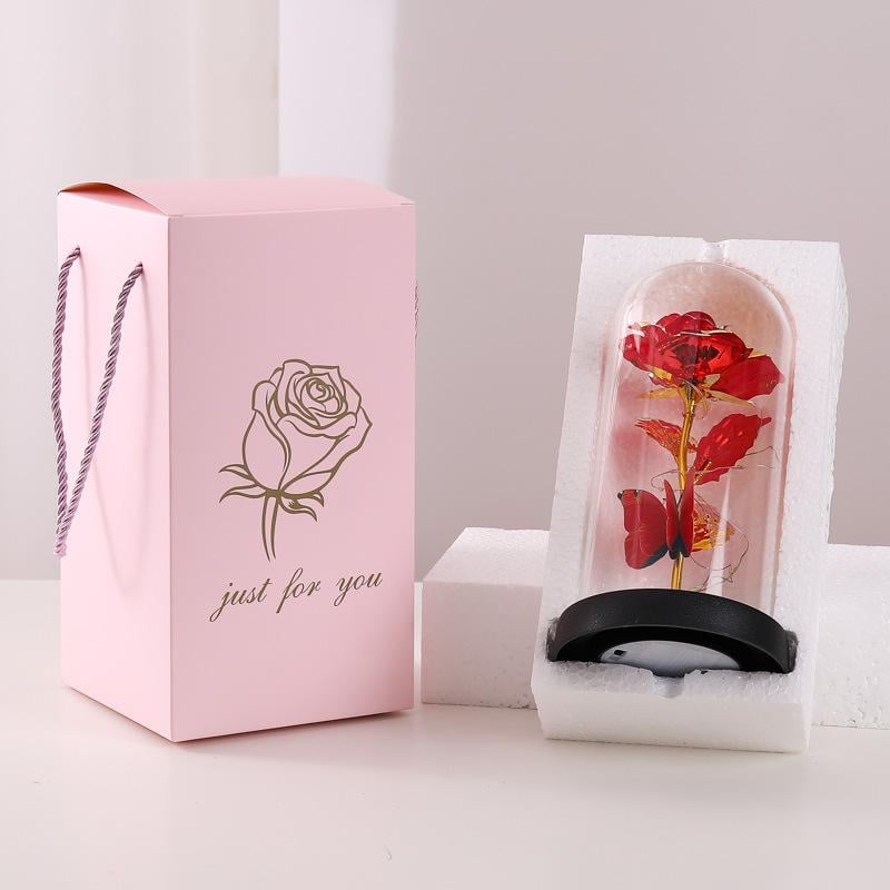 Mothers day gifts eternal butterfly rose display stand with LED lights