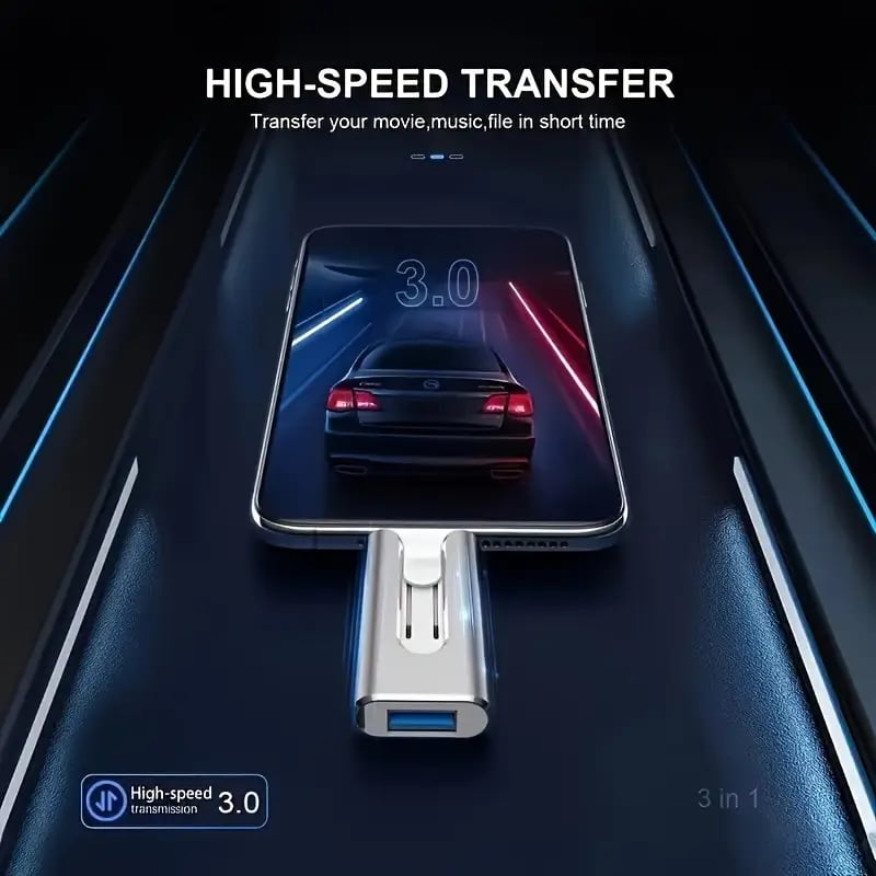 32GB~2TB Micro USB + 8 Pin + USB 3.0 3 in 1 Mobile Phone Computer U-Disk