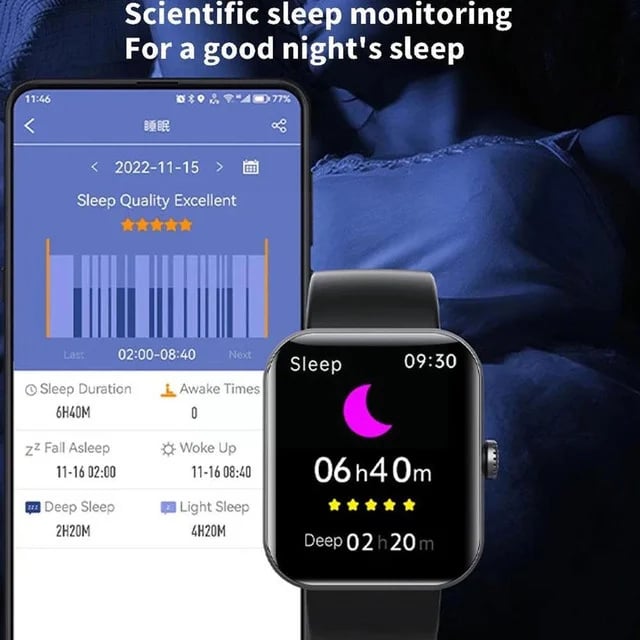 Fall Detection and Painless Blood ALL DAY Real-Time Monitoring Smart Health Watch