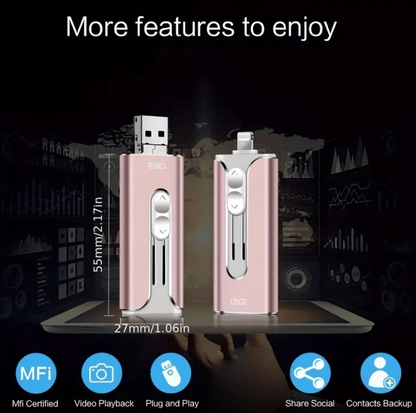 32GB~2TB Micro USB + 8 Pin + USB 3.0 3 in 1 Mobile Phone Computer U-Disk