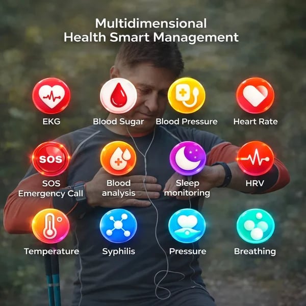 Fall Detection and Painless Blood ALL DAY Real-Time Monitoring Smart Health Watch