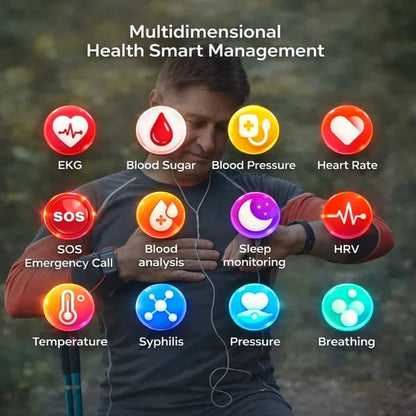 Fall Detection and Painless Blood ALL DAY Real-Time Monitoring Smart Health Watch