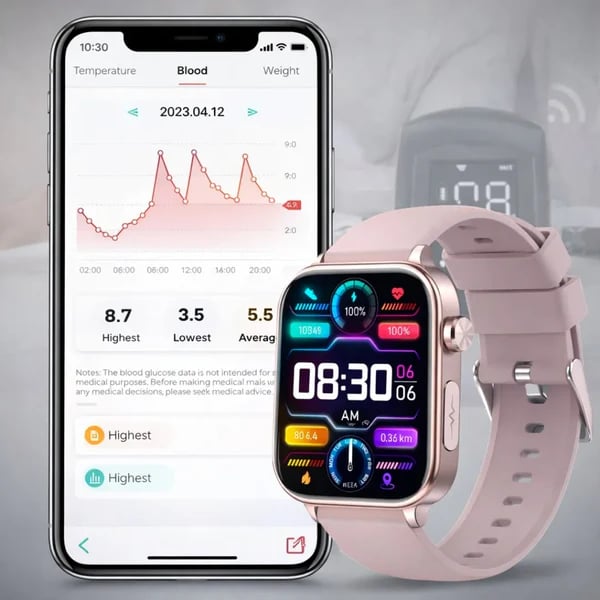 Fall Detection and Painless Blood ALL DAY Real-Time Monitoring Smart Health Watch