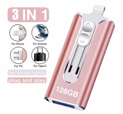 32GB~2TB Micro USB + 8 Pin + USB 3.0 3 in 1 Mobile Phone Computer U-Disk